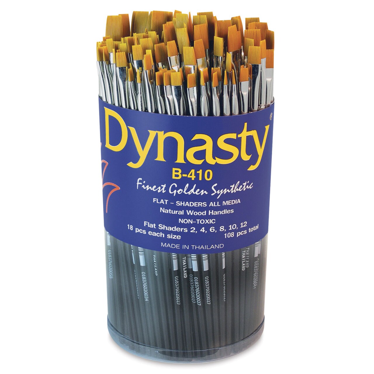 Dynasty Finest Golden Synthetic Brushes - Shader, Short Handle, Canister of 108